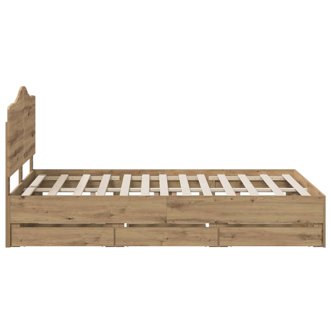 Bed Frame with Storage and Headboard Artisan Oak 140 x 190 cm
