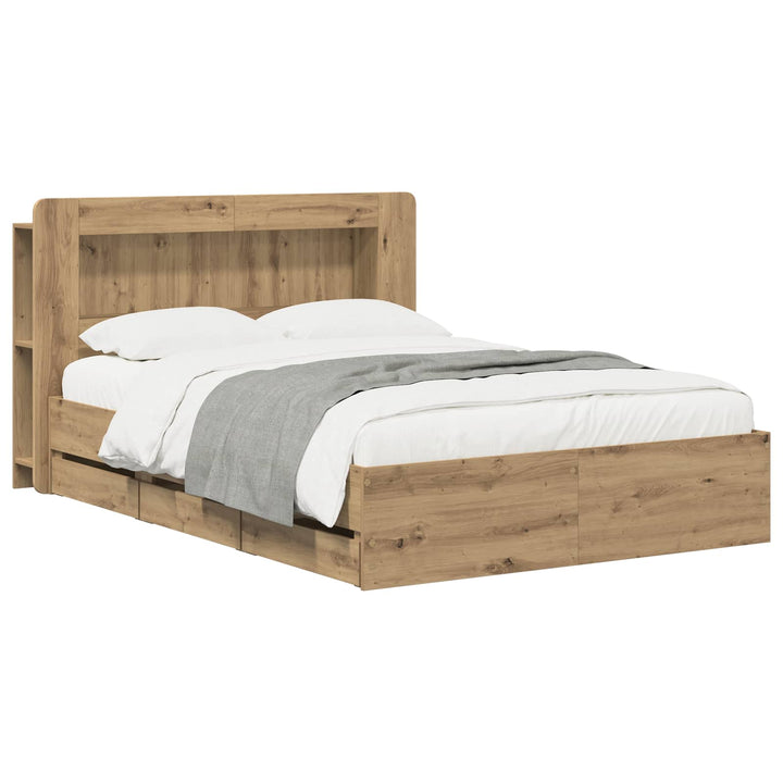 Sengestel med opbevaring og hovedgærde Artisan-eg 135 x 190 cm