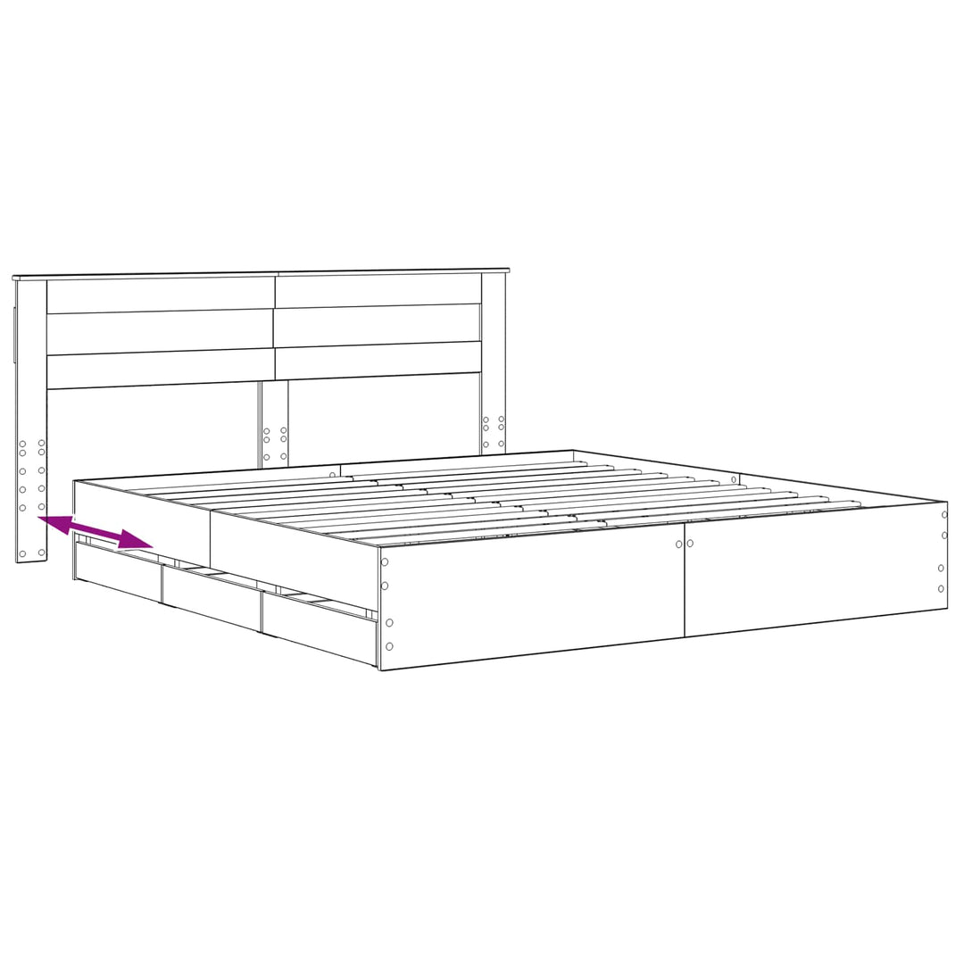 Bed Frame with Storage and Headboard Artisan Oak 180 x 200 cm