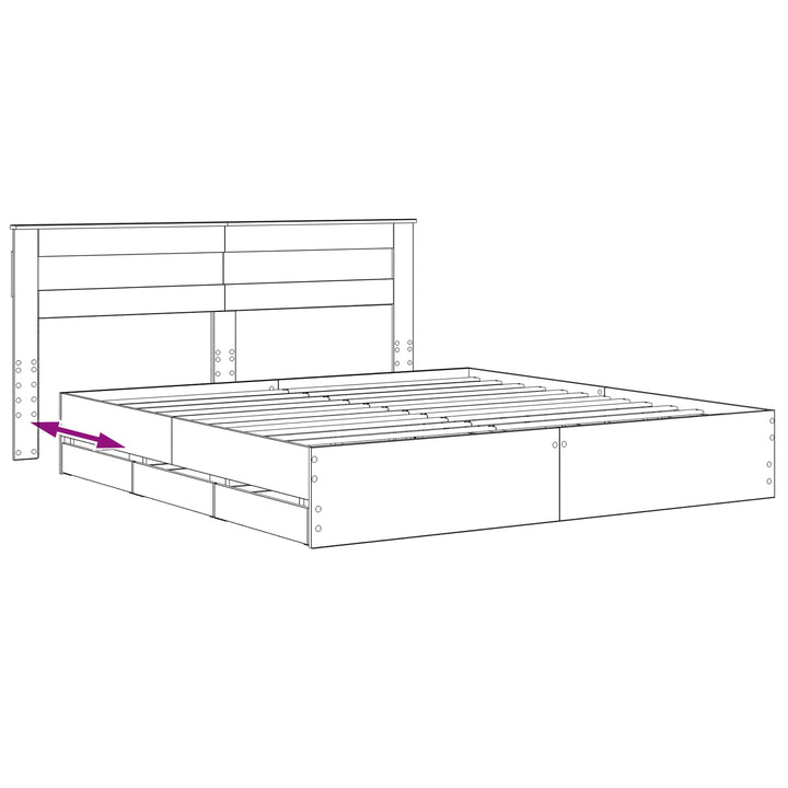 Bed Frame with Storage and Headboard Artisan Oak 180 x 200 cm