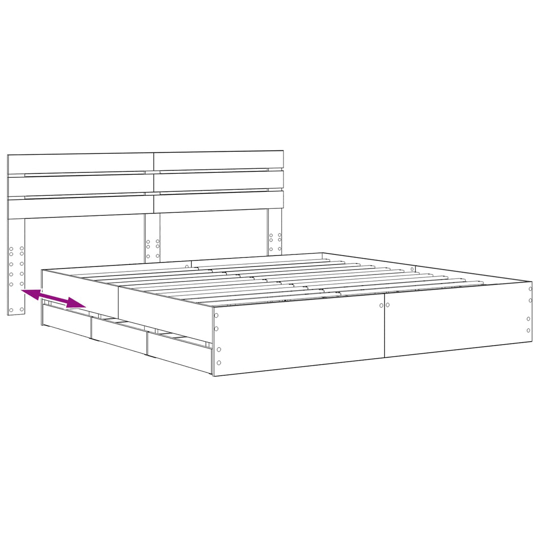 Bed Frame with Storage and Headboard Artisan Oak 180 x 200 cm