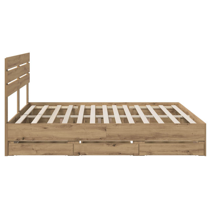 Bed Frame with Storage and Headboard Artisan Oak 180 x 200 cm