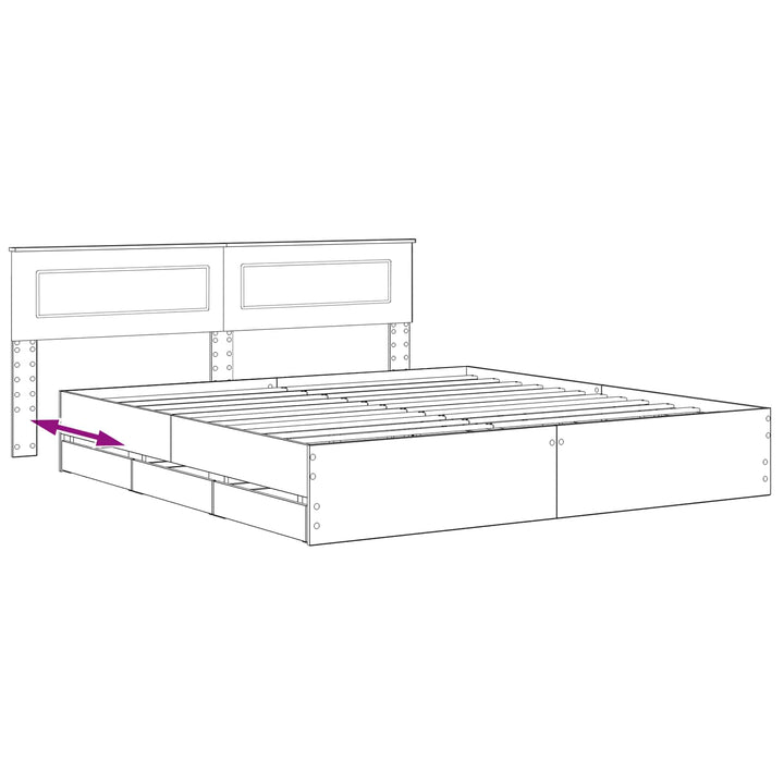Bed Frame with Storage and Headboard Artisan Oak 180 x 200 cm