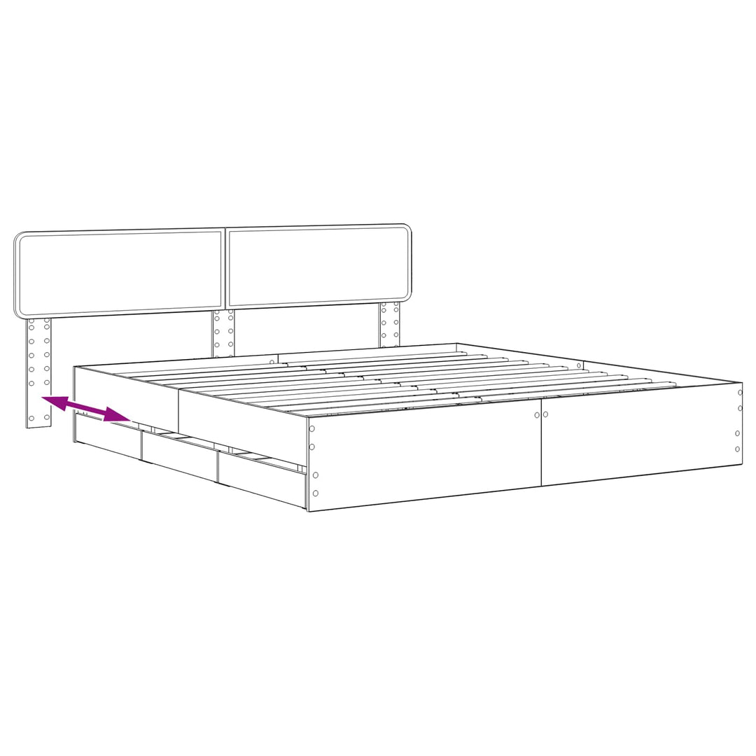 Bed Frame with Storage and Headboard Artisan Oak 180 x 200 cm