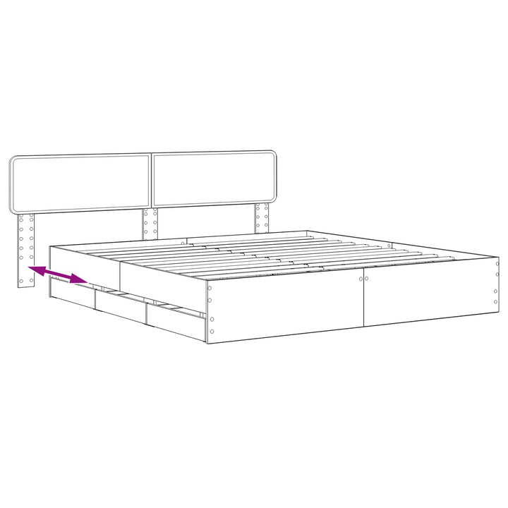 Bed Frame with Storage and Headboard Artisan Oak 180 x 200 cm