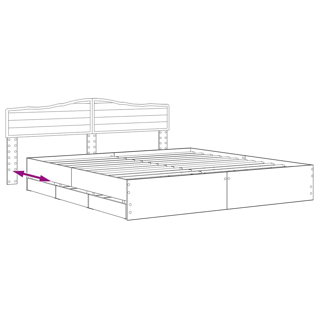Bed Frame with Storage and Headboard Artisan Oak 180 x 200 cm
