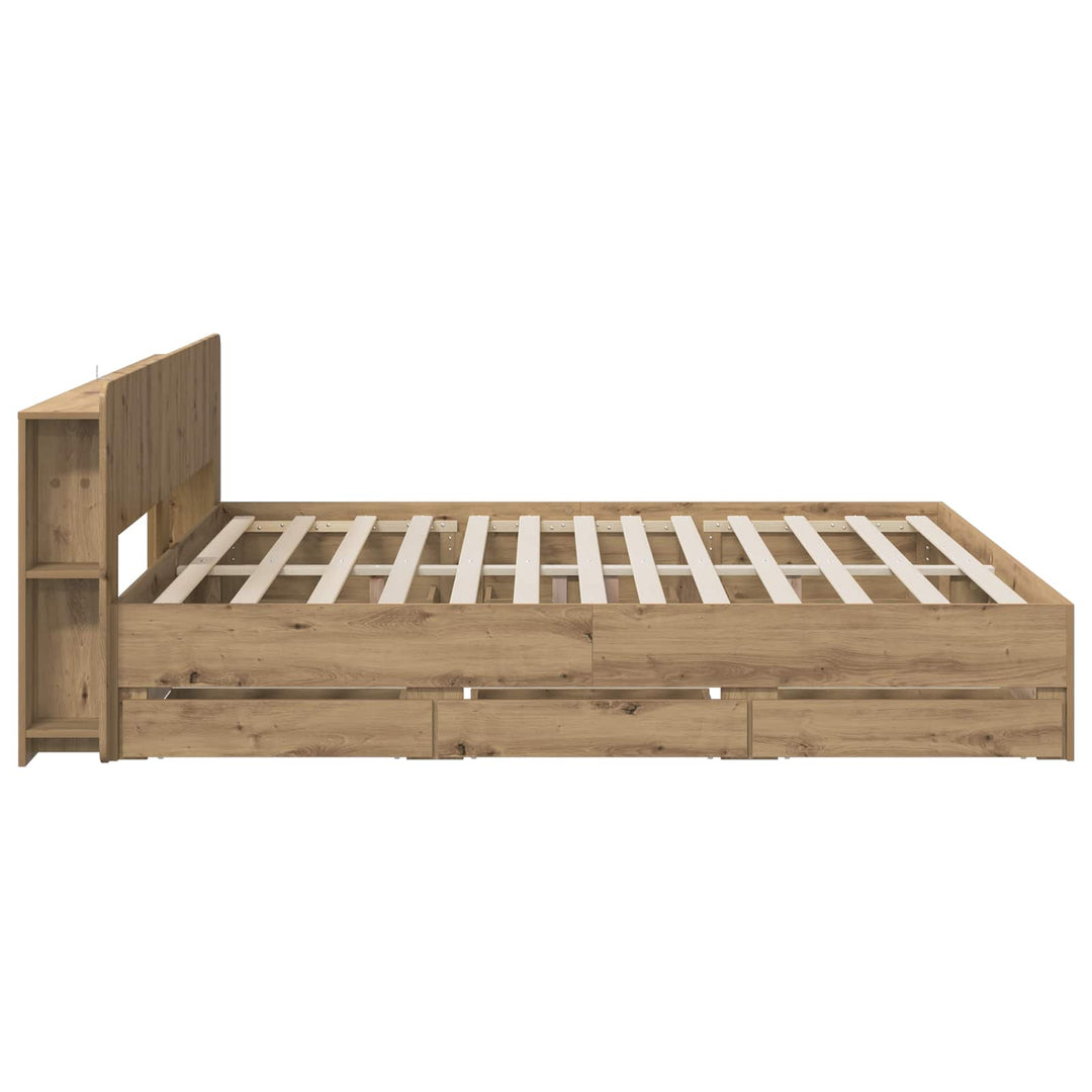 Sengestel med opbevaring og hovedgærde Artisan-eg 180 x 200 cm