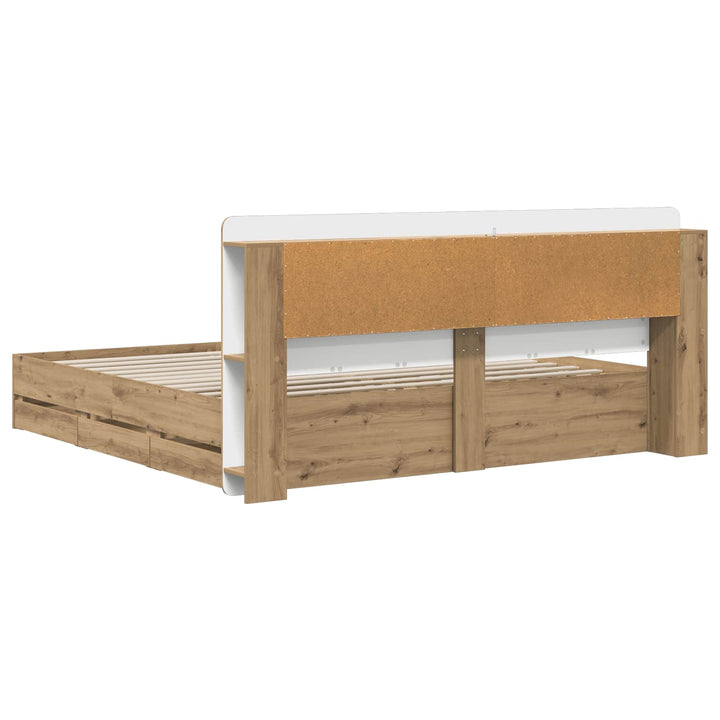 Sengestel med opbevaring og hovedgærde Artisan-eg 180 x 200 cm