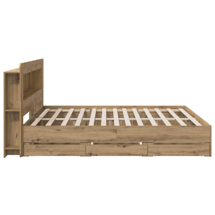 Sengestel med opbevaring og hovedgærde Artisan-eg 180 x 200 cm