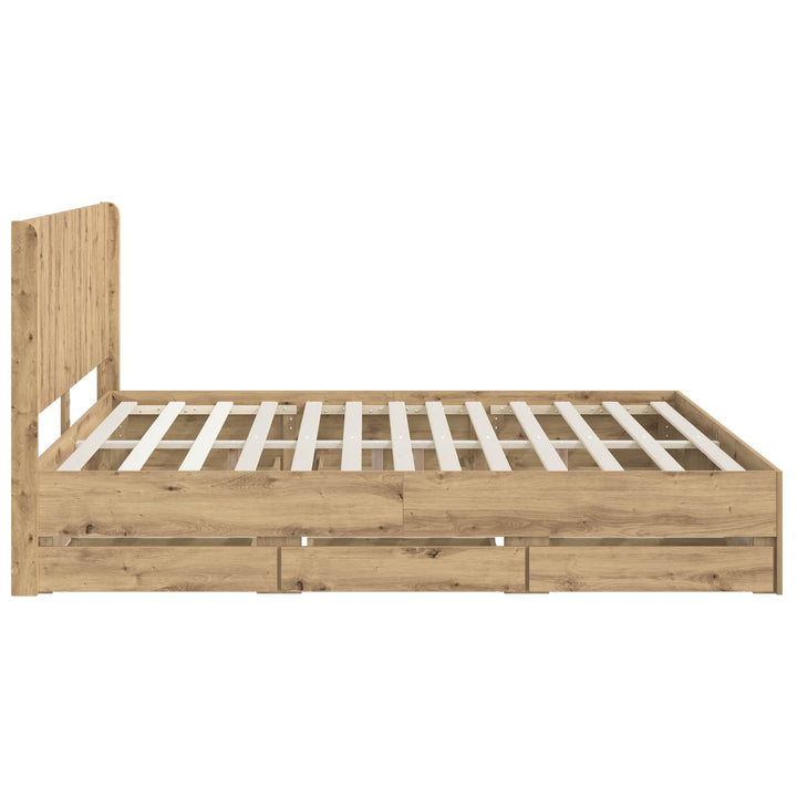 Sengestel med opbevaring og hovedgærde Artisan-eg 180 x 200 cm