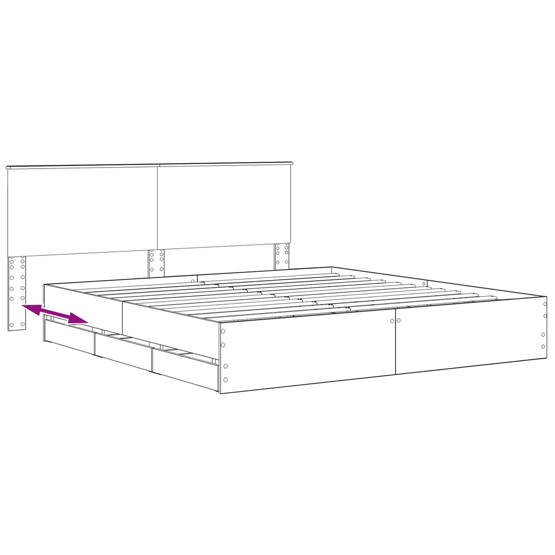 Bed Frame with Storage and Headboard Artisan Oak 180 x 200 cm