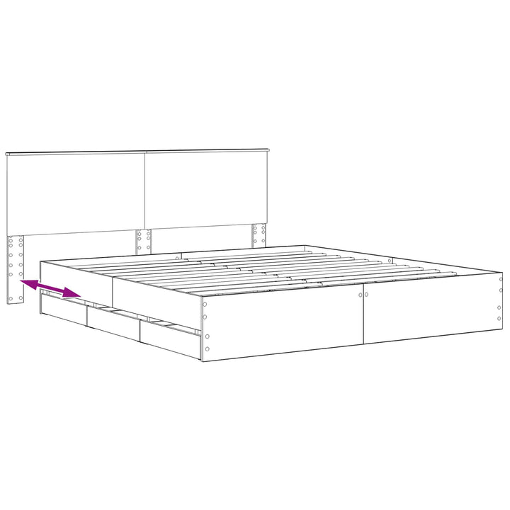 Bed Frame with Storage and Headboard Artisan Oak 180 x 200 cm