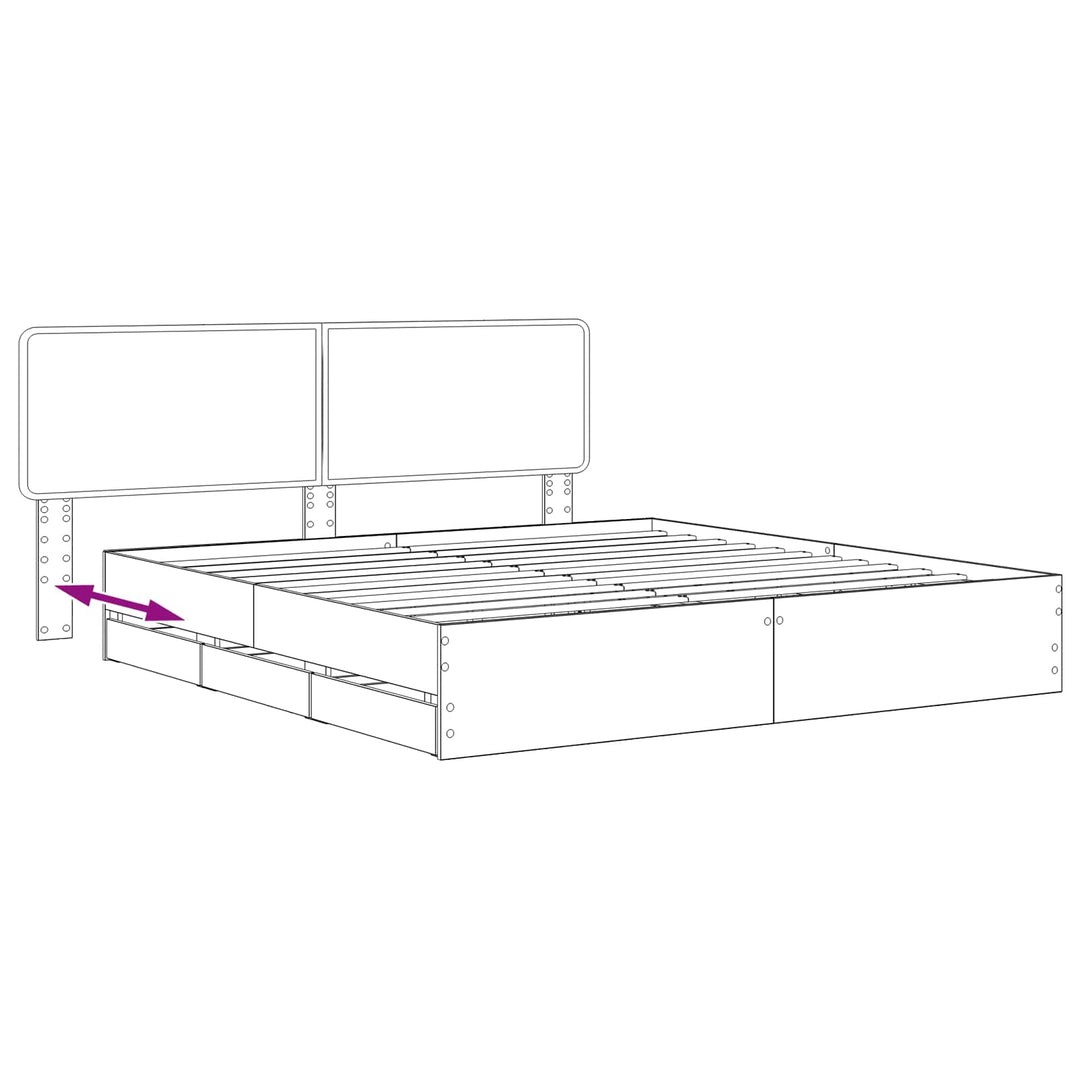 Bed Frame with Storage and Headboard Artisan Oak 180 x 200 cm