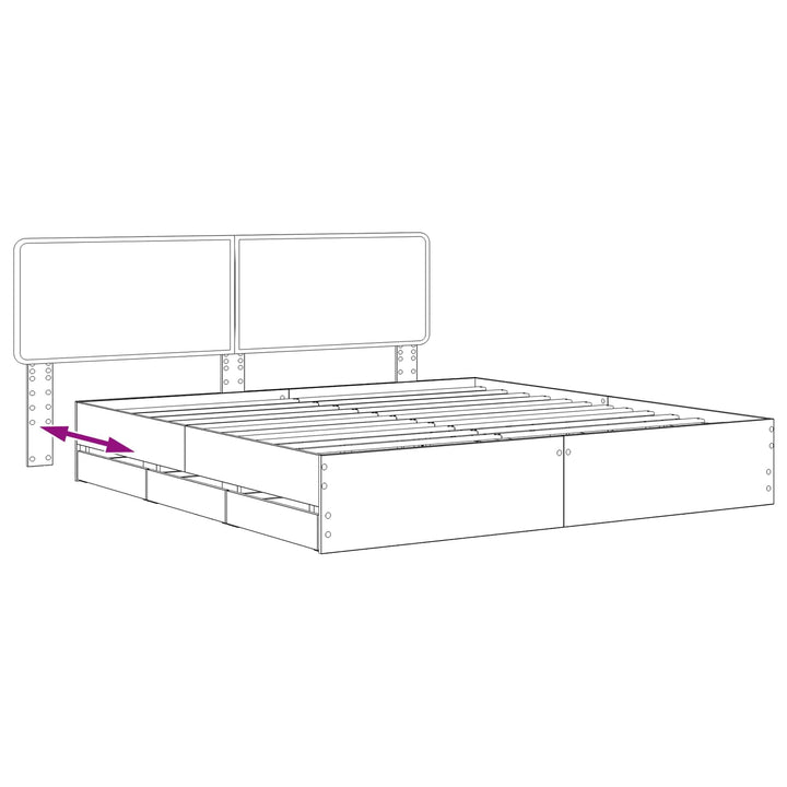 Bed Frame with Storage and Headboard Artisan Oak 180 x 200 cm