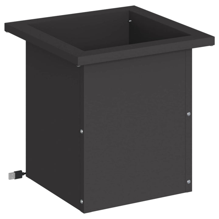 Plantekasse med LED Sort 30 x 30 x 30 cm Stål