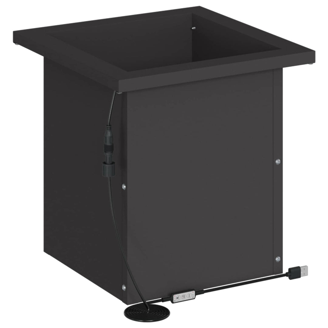 Plantekasse med LED Sort 30 x 30 x 30 cm Stål