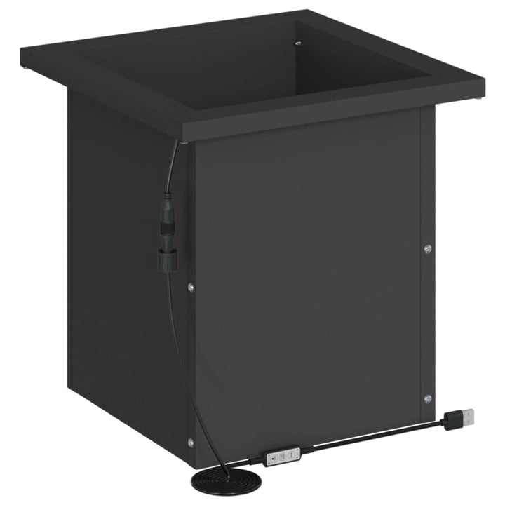 Plantekasse med LED Sort 30 x 30 x 30 cm Stål