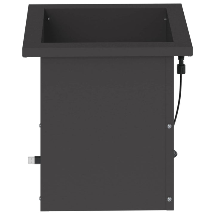 Plantekasse med LED Sort 30 x 30 x 30 cm Stål