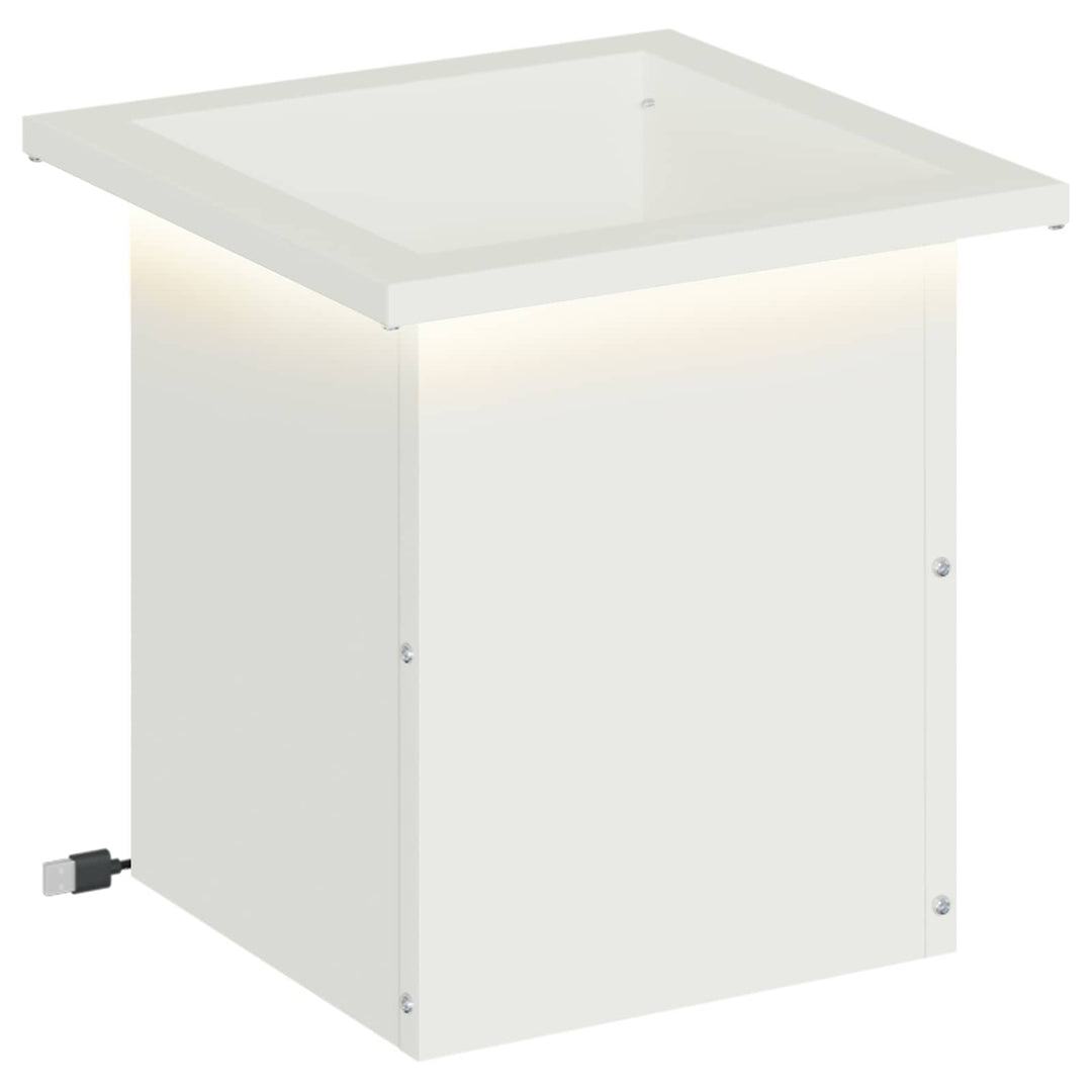 Plantekasse med LED Hvid 30 x 30 x 30 cm Stål