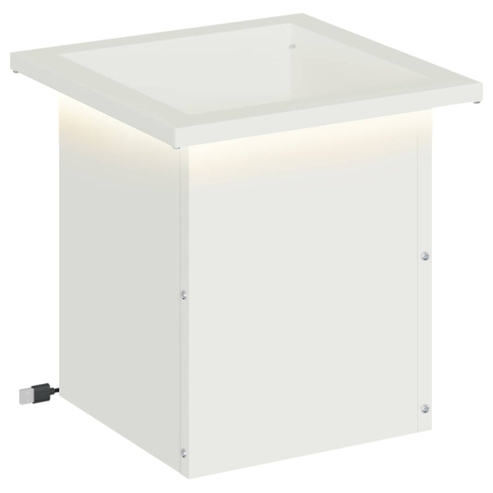 Plantekasse med LED Hvid 30 x 30 x 30 cm Stål