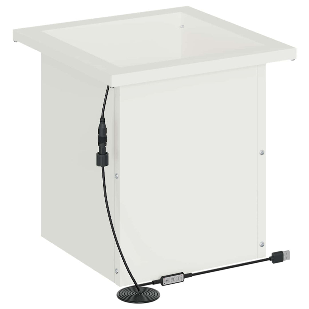 Plantekasse med LED Hvid 30 x 30 x 30 cm Stål