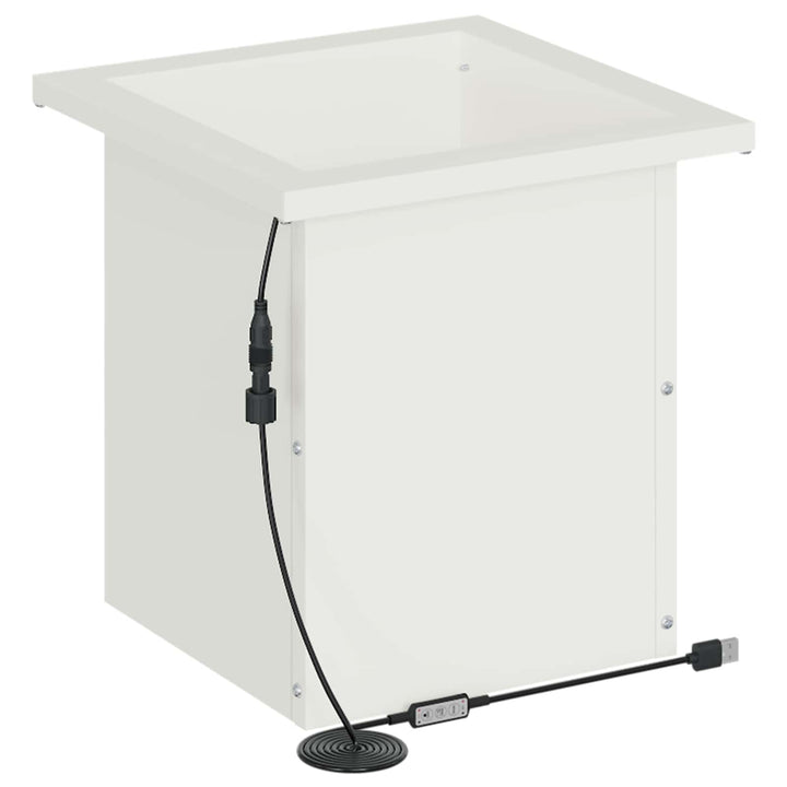 Plantekasse med LED Hvid 30 x 30 x 30 cm Stål