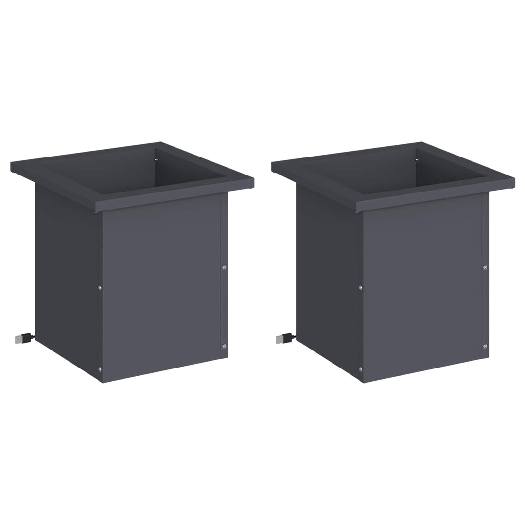 Plantekasse med LED 2 stk. Antracit 30 x 30 x 30 cm Stål