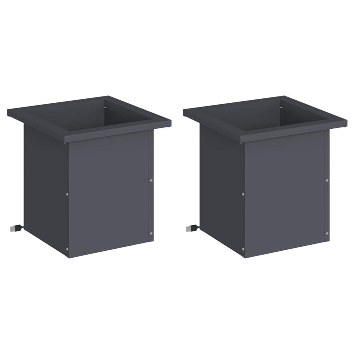 Plantekasse med LED 2 stk. Antracit 30 x 30 x 30 cm Stål