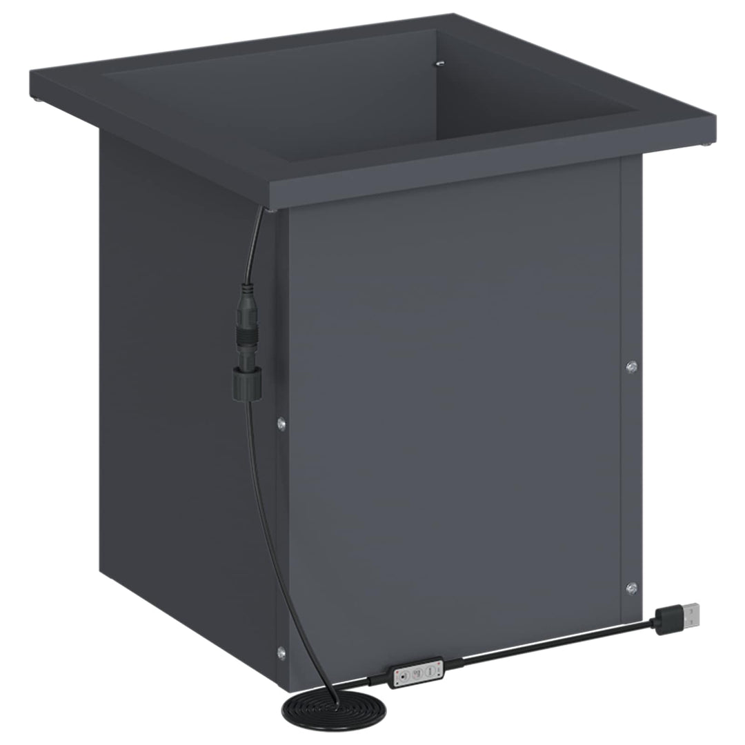 Plantekasse med LED 2 stk. Antracit 30 x 30 x 30 cm Stål