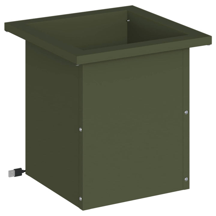 Plantekasse med LED Olivengrøn 30 x 30 x 30 cm Stål