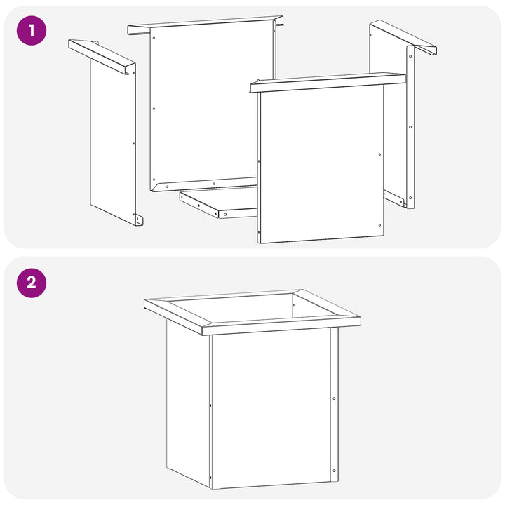 Plantekasse med LED Sølv 30 x 30 x 30 cm Rustfrit stål