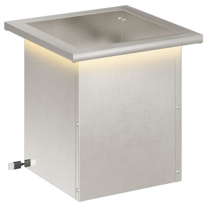 Plantekasse med LED Sølv 30 x 30 x 30 cm Rustfrit stål