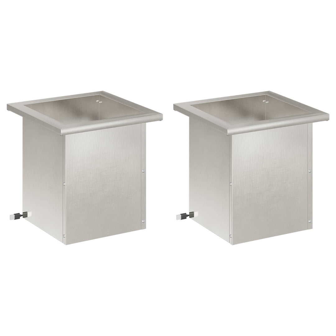 Plantekasse med LED 2 stk. Sølv 30 x 30 x 30 cm Rustfrit stål