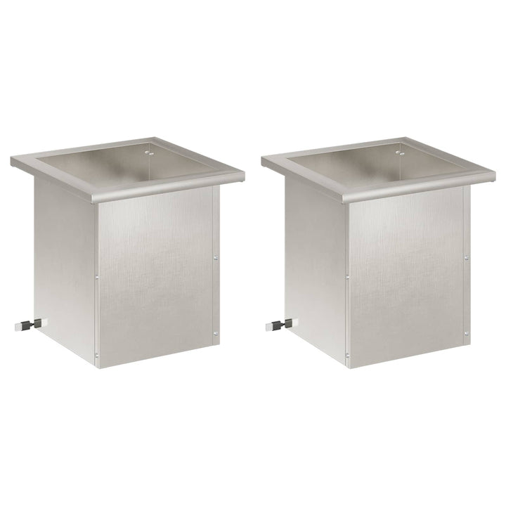 Plantekasse med LED 2 stk. Sølv 30 x 30 x 30 cm Rustfrit stål