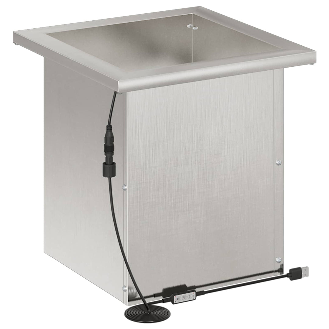 Plantekasse med LED 2 stk. Sølv 30 x 30 x 30 cm Rustfrit stål