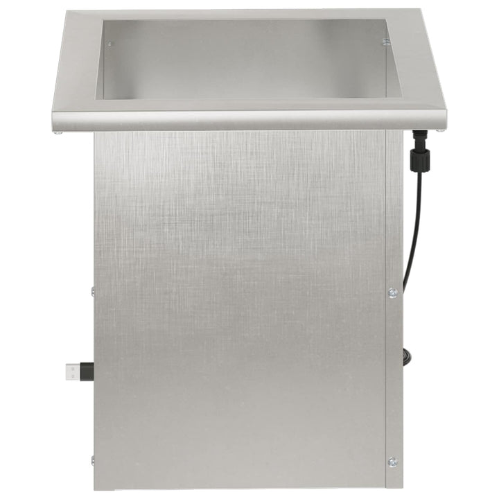 Plantekasse med LED 2 stk. Sølv 30 x 30 x 30 cm Rustfrit stål