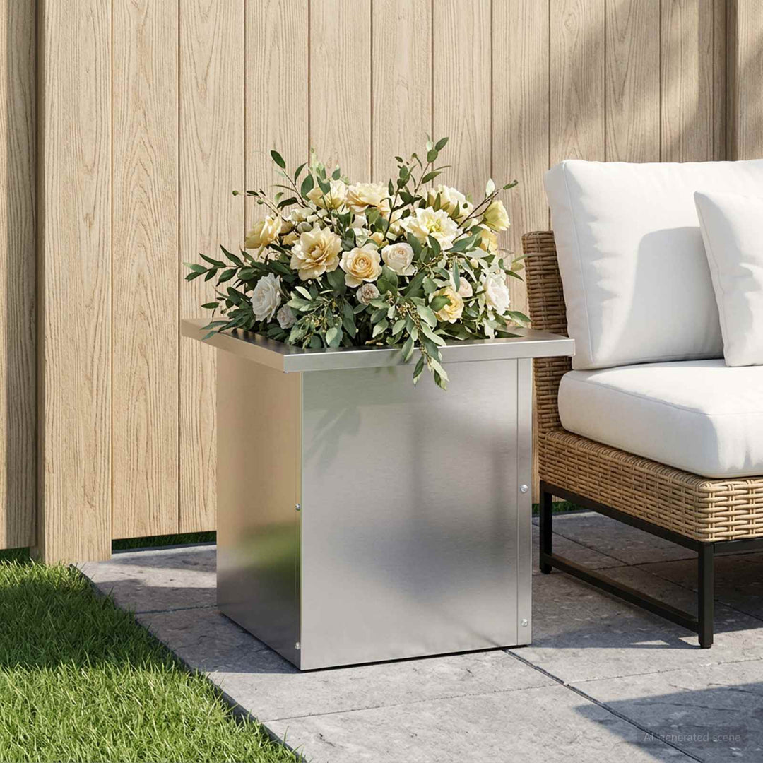 Plantekasse med LED Sølv 30 x 30 x 30 cm Galvaniseret stål