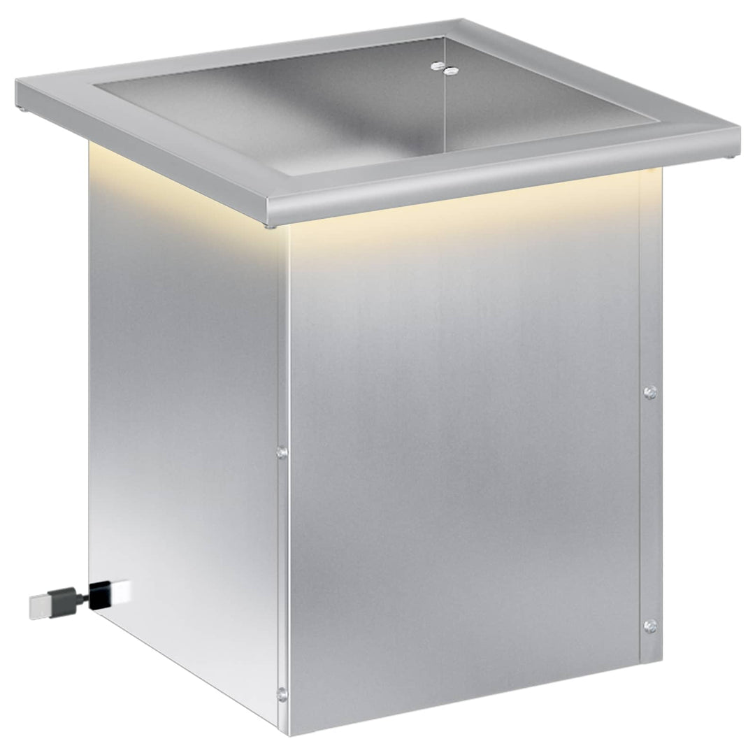 Plantekasse med LED Sølv 30 x 30 x 30 cm Galvaniseret stål