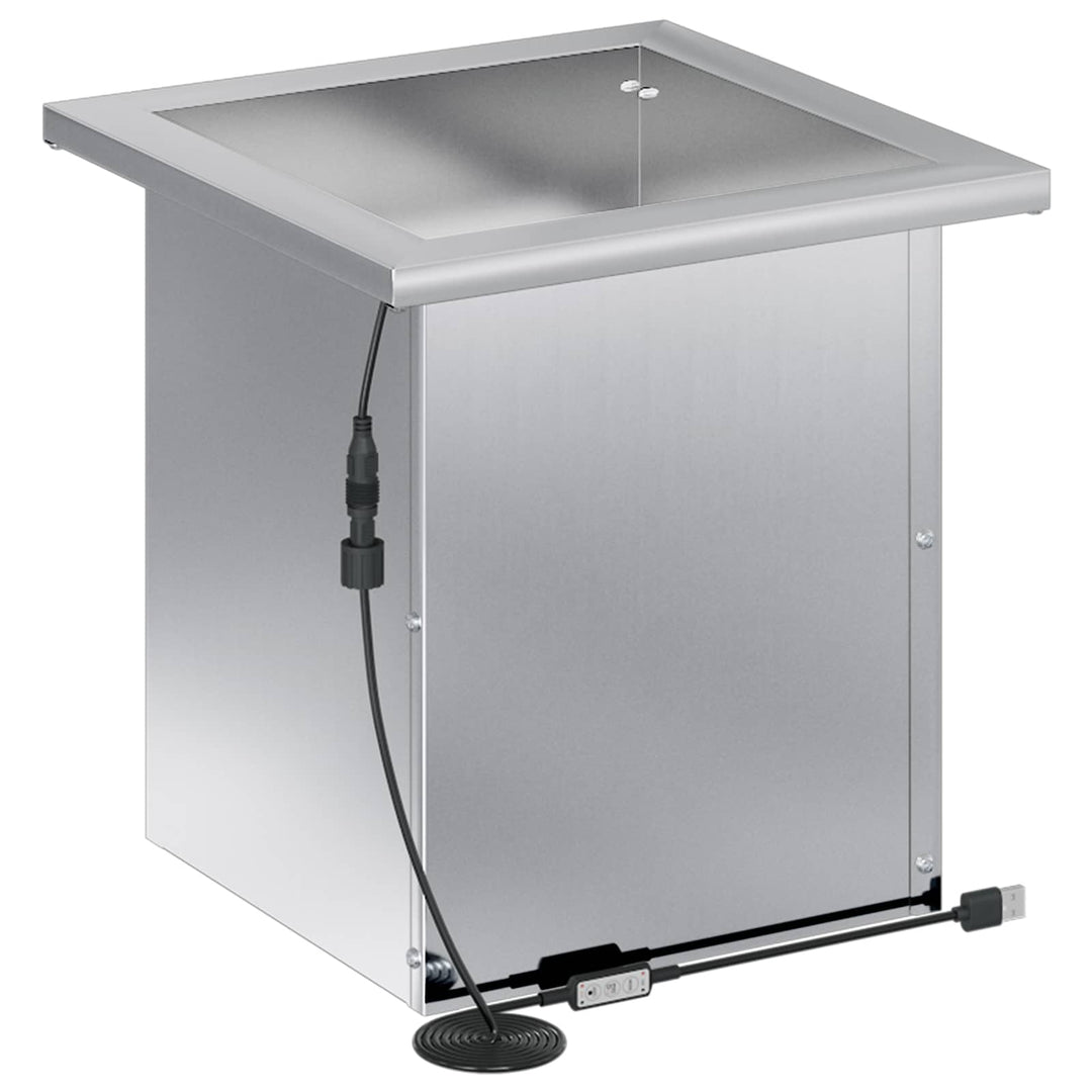 Plantekasse med LED Sølv 30 x 30 x 30 cm Galvaniseret stål