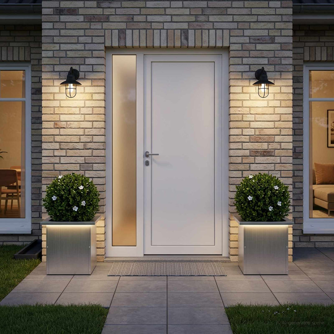 Plantekasse med LED 2 stk. Sølv 30 x 30 x 30 cm