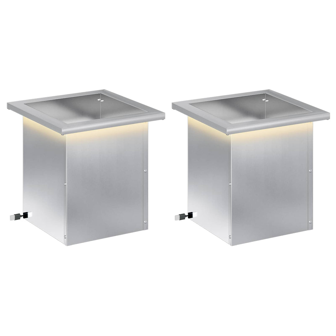 Plantekasse med LED 2 stk. Sølv 30 x 30 x 30 cm