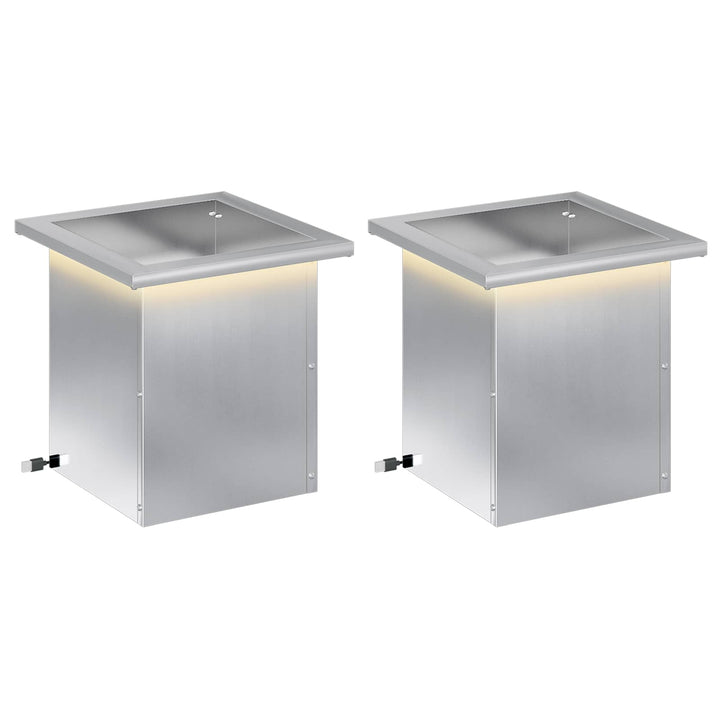 Plantekasse med LED 2 stk. Sølv 30 x 30 x 30 cm