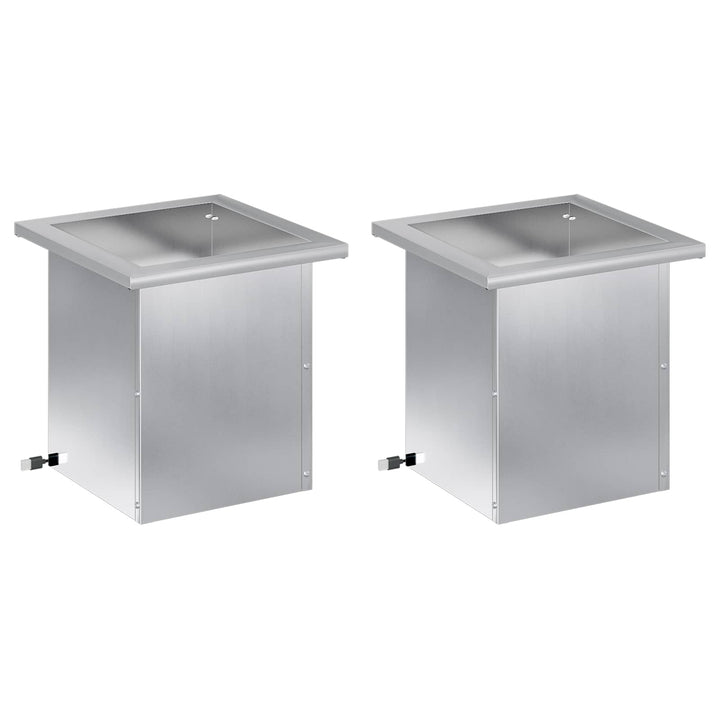 Plantekasse med LED 2 stk. Sølv 30 x 30 x 30 cm