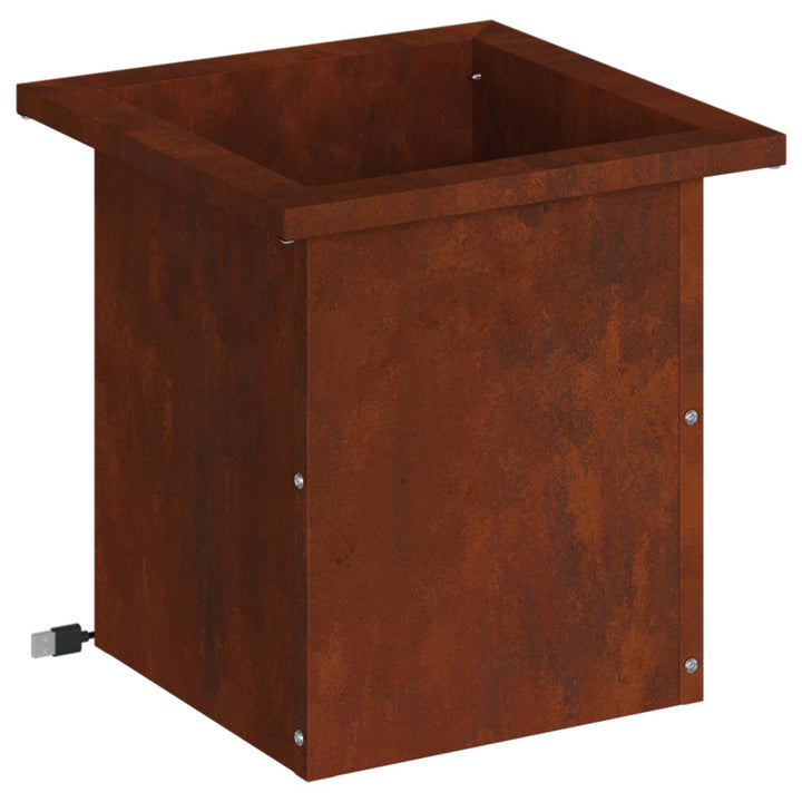 Plantekasse med LED Rusten 30 x 30 x 30 cm Cortenstål