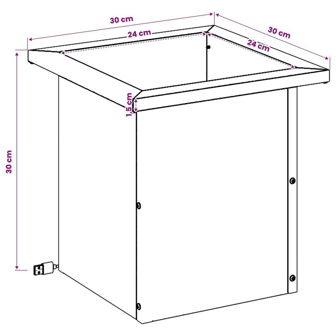 Plantekasse med LED 2 stk. Rusten 30 x 30 x 30 cm Cortenstål