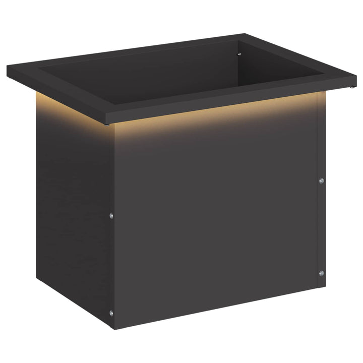 Plantekasse med LED Sort 30 x 40 x 30 cm Stål