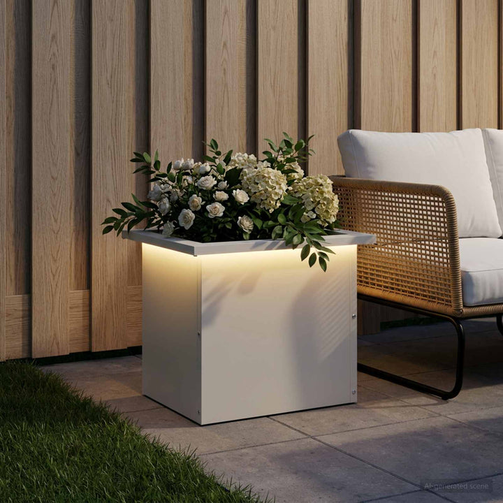 Plantekasse med LED Hvid 30 × 40 × 30 cm Stål