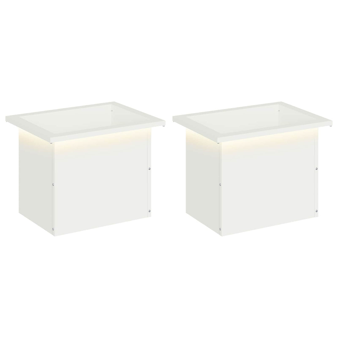 Plantekasse med LED 2 stk. Hvid 30 × 40 × 30 cm Stål