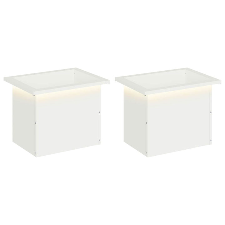 Plantekasse med LED 2 stk. Hvid 30 × 40 × 30 cm Stål