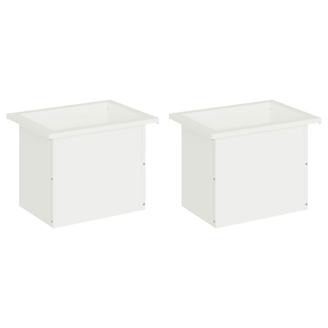 Plantekasse med LED 2 stk. Hvid 30 × 40 × 30 cm Stål